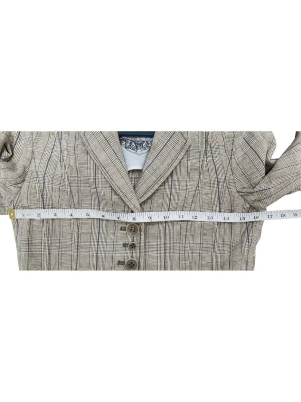 Marc Aurel Women’s Plaid Linen Cotton Blazer US 4 EU 34 Quiet Luxury - Picture 12 of 16